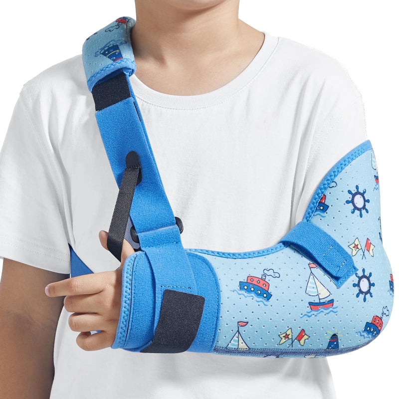 Willcom Child Arm Sling with Waist Strap, Kids Immobilizer Brace Support for Broken Arm, Collarbone, Elbow, Wrist (Comfort Version, Left, XS, 22.5-26 Inch)